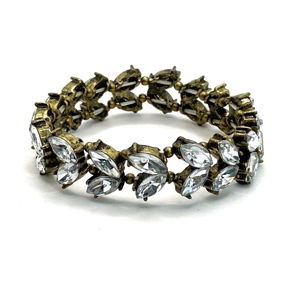 Bracelet Clear Rhinestones Stretch 7” Fashion
